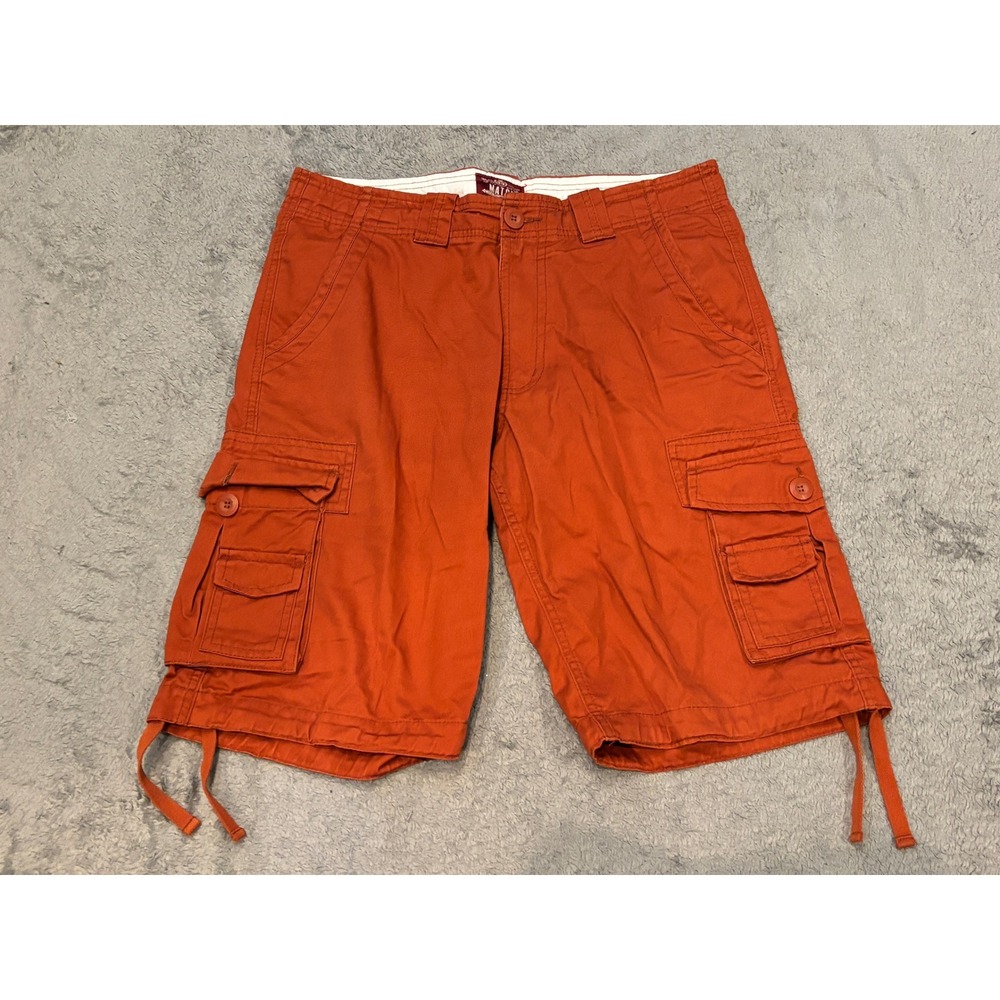 Match Mens Cargo Shorts Burnt Orange Cotton Multi Pocket Utility Size 34 XL